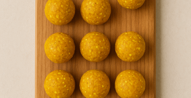 Bolitas energéticas de almendra y cúrcuma