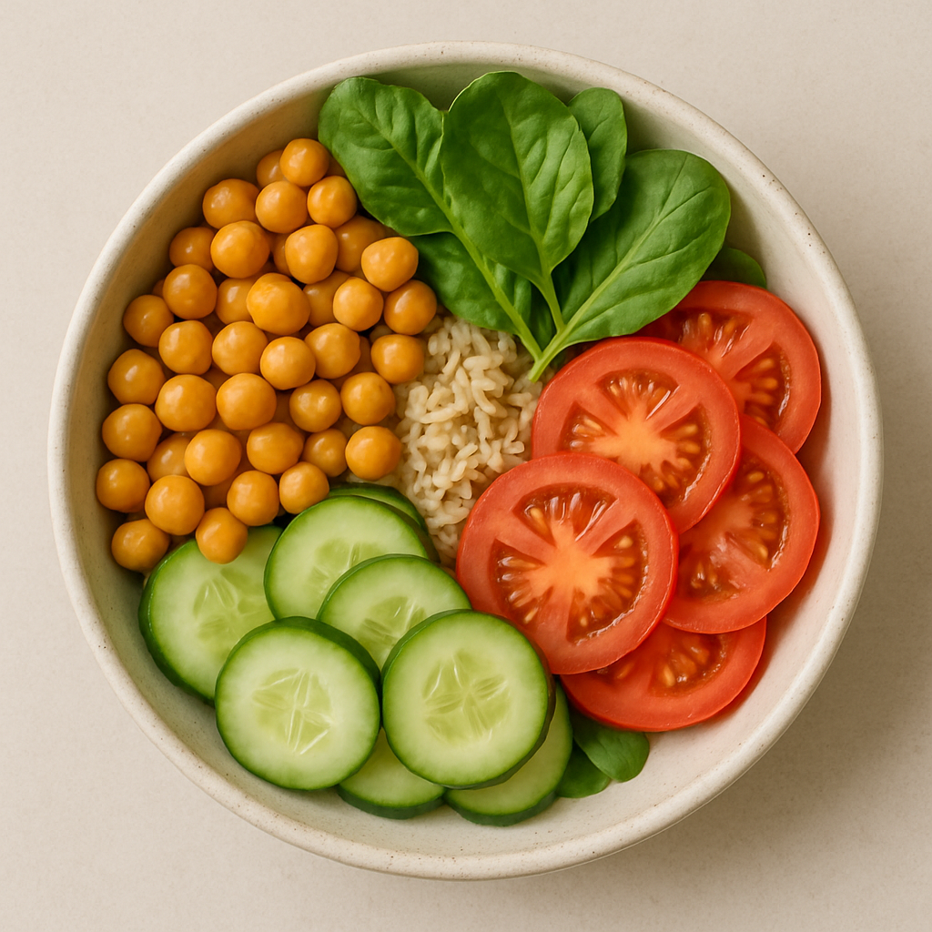 Bowl de garbanzos especiados con arroz integral