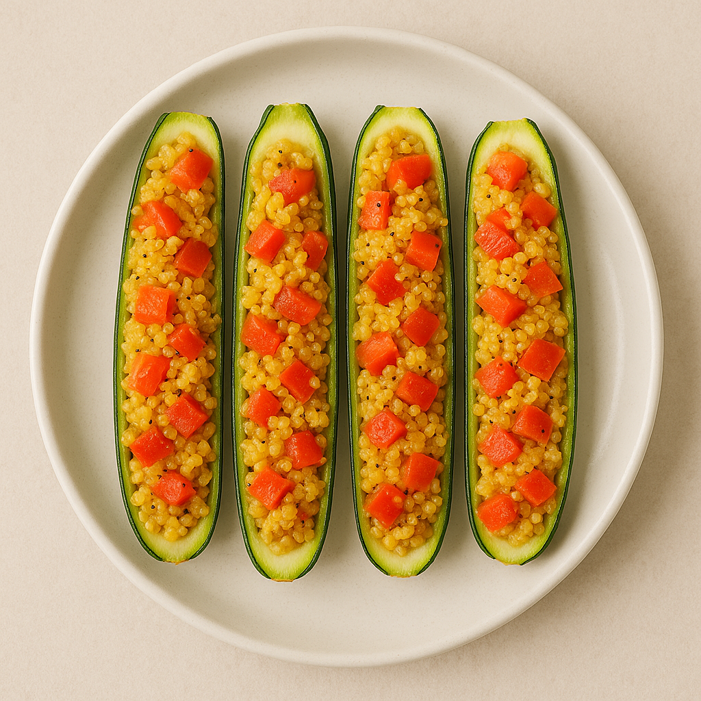 Calabacines rellenos de quinoa y tomate
