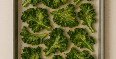 Chips de kale al horno con levadura nutricional