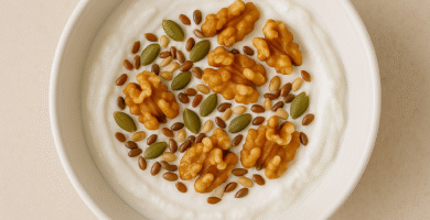 Yogur de coco con semillas y frutos secos