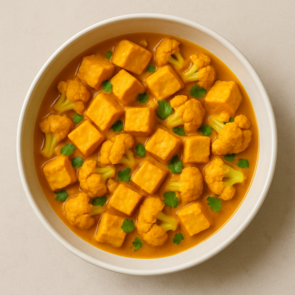 curry de tofu con coliflor