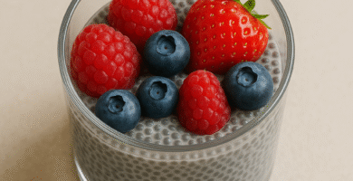 pudding de chía con frutos rojos