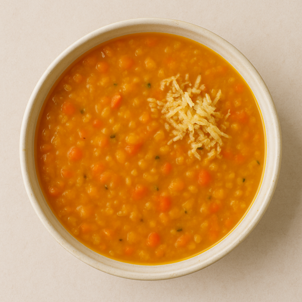 sopa de lentejas rojas con jengibre