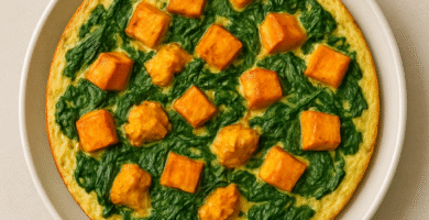tortilla con espinacas y boniato asado