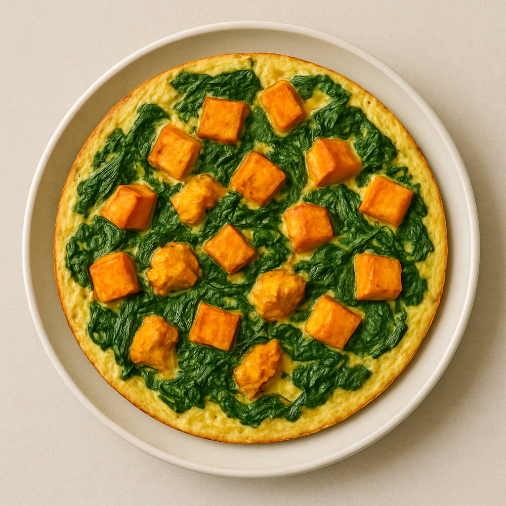 tortilla con espinacas y boniato asado