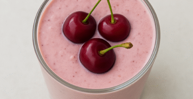 smoothie de cerezas y yogur de coco
