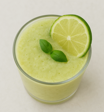 smoothie de melón, lima y albahaca