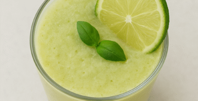 smoothie de melón, lima y albahaca