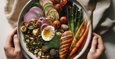 Photo de Bol de bulgur avec pois chiches et légumes