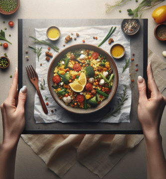 Photo de Bowl de riz complet avec tofu et brocoli