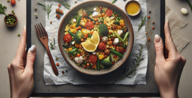 Photo de Bowl de riz complet avec tofu et brocoli